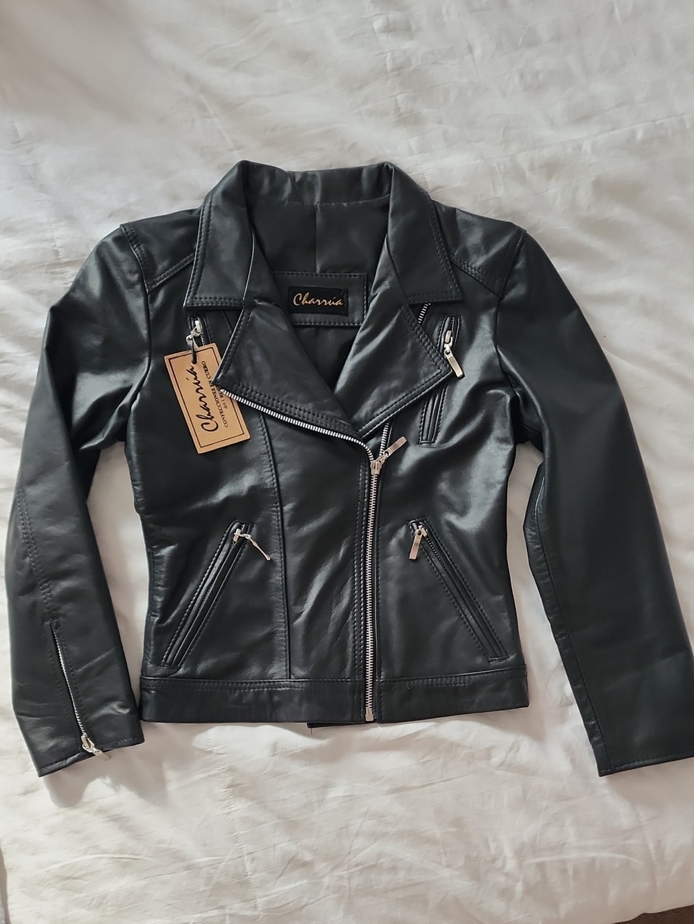 Sleek Black Leather Moto Jacket
